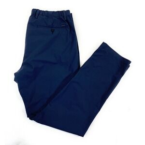 POLO Ralph Lauren Men's Flat Front 100% Polyester Navy Blue Travel Pants *35x31*
